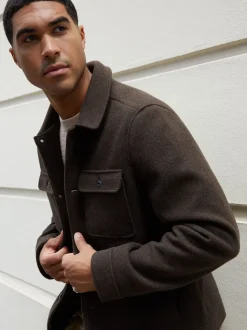 Threadbare Chocolate Brown Brushed Button Up Shacket