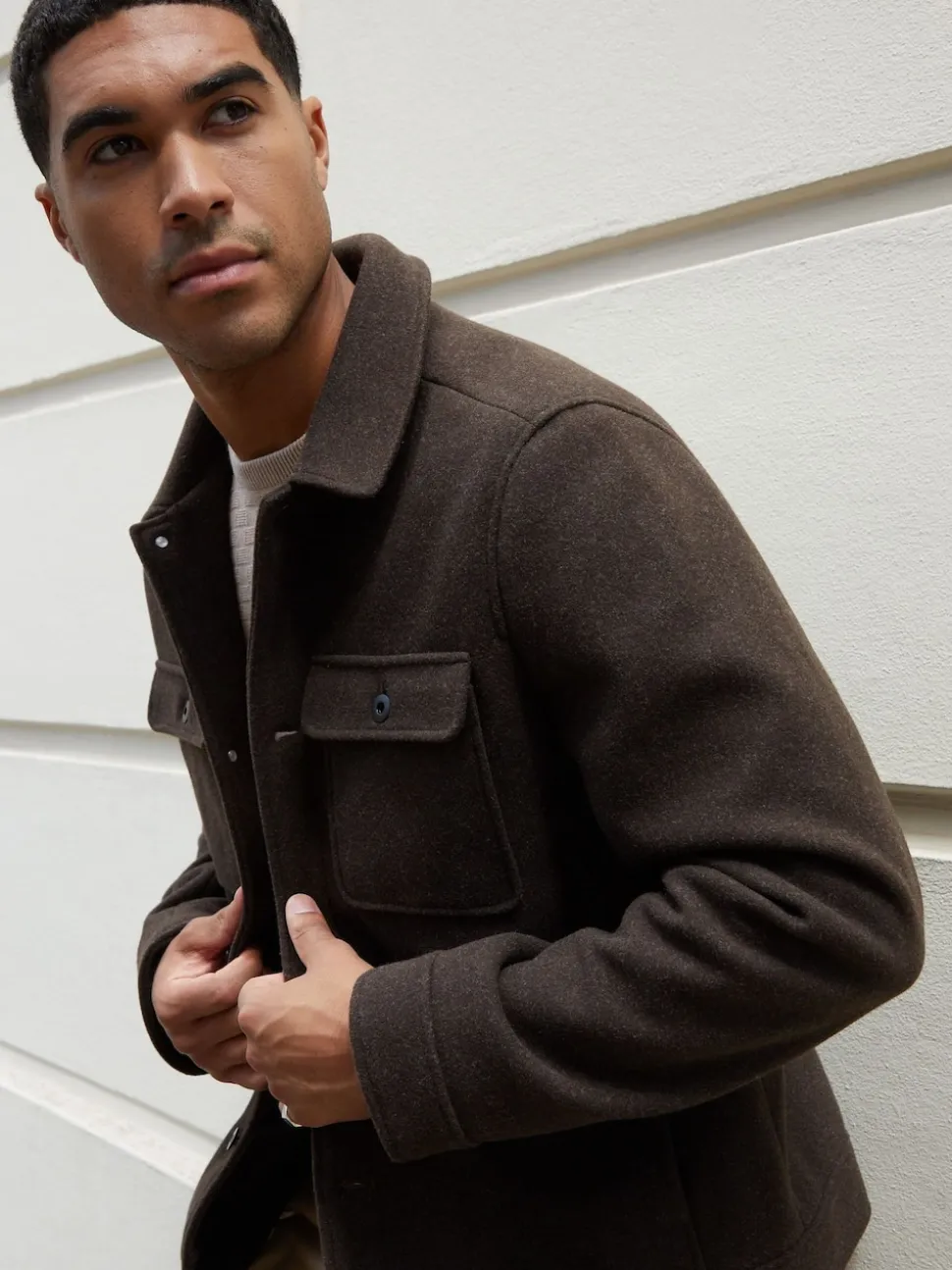 Threadbare Chocolate Brown Brushed Button Up Shacket