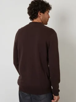 Threadbare Chocolate Cotton Blend Knitted Cardigan