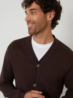 Threadbare Chocolate Cotton Blend Knitted Cardigan