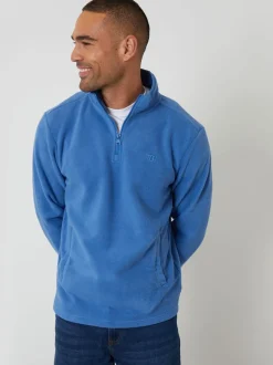 Threadbare Cobalt Quarter Zip Microfleece Sweatshirt