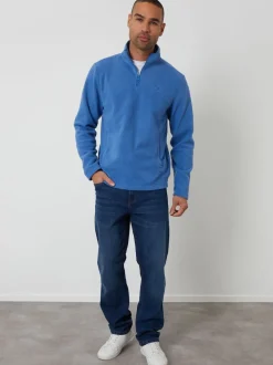 Threadbare Cobalt Quarter Zip Microfleece Sweatshirt