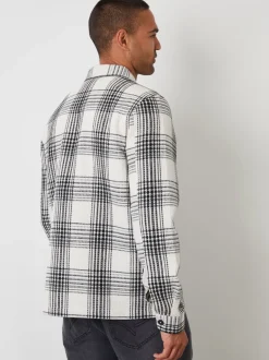 Threadbare Cream Check Waffle Textured Shacket
