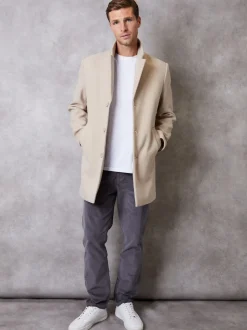 Threadbare Cream Faux Wool Overcoat