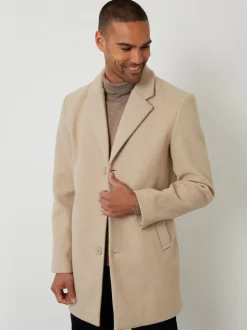 Threadbare Cream Faux Wool Overcoat