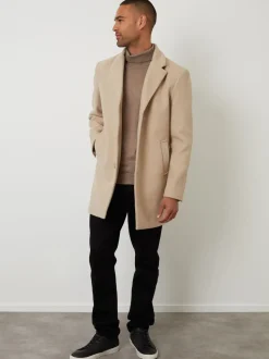 Threadbare Cream Faux Wool Overcoat