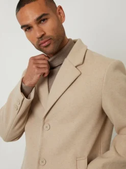 Threadbare Cream Faux Wool Overcoat