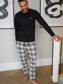 Threadbare Dark Black Blend Long Sleeve Pyjamas Set