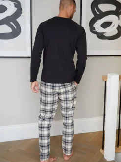 Threadbare Dark Black Blend Long Sleeve Pyjamas Set
