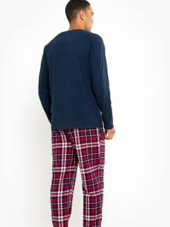 Threadbare Dark Blue Blend Long Sleeve Pyjamas Set