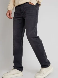 Threadbare Dark Grey Straight Fit Jeans With Stretch