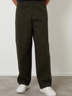 Threadbare Green Baggy Fit 5 Pocket Chino Trousers