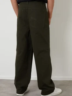Threadbare Green Baggy Fit 5 Pocket Chino Trousers
