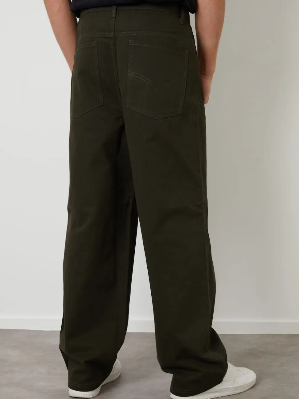 Threadbare Green Baggy Fit 5 Pocket Chino Trousers