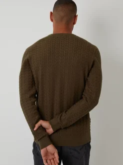 Threadbare Green Cable Knit Crew Neck Jumper