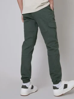 Threadbare Green Cotton Jogger Style Cargo Trousers With Stretch