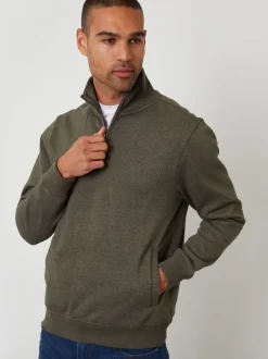 Threadbare Green Quarter Zip Sweatshirt