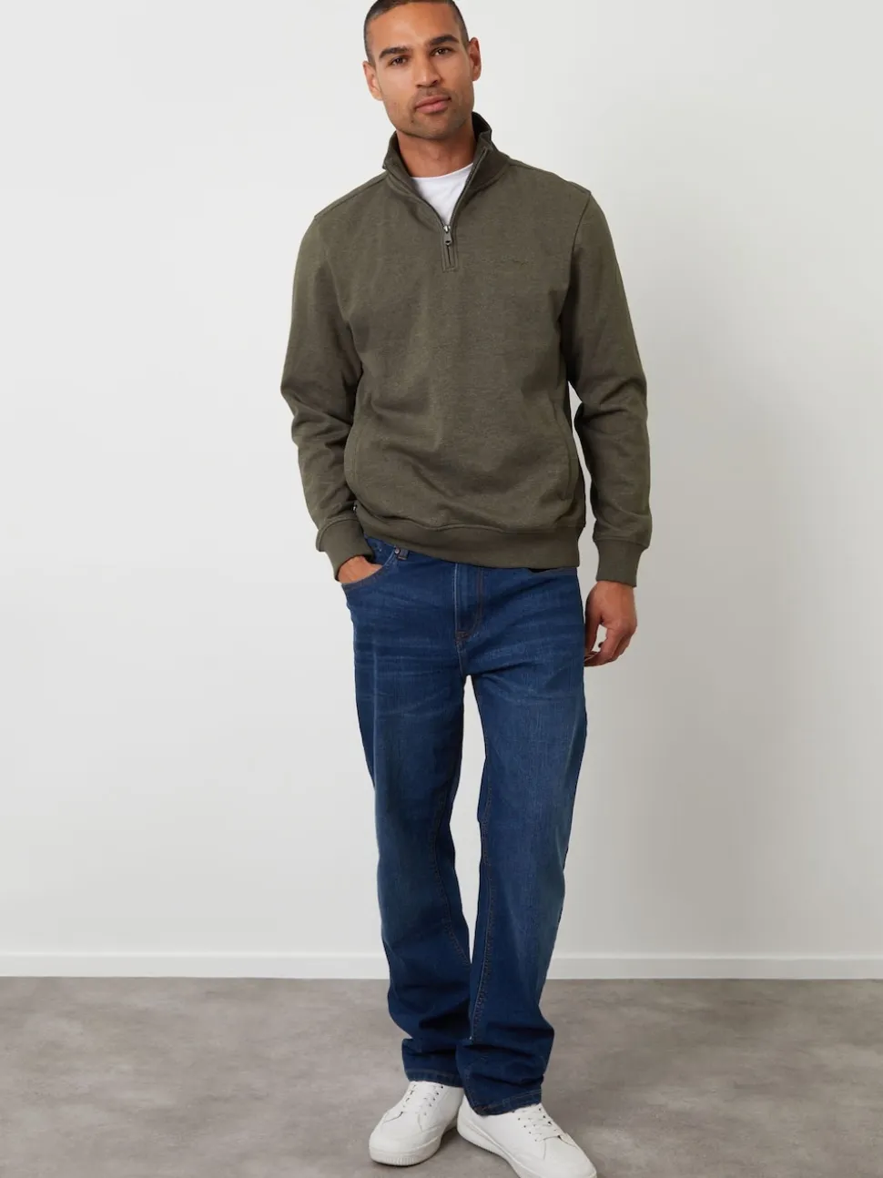 Threadbare Green Quarter Zip Sweatshirt
