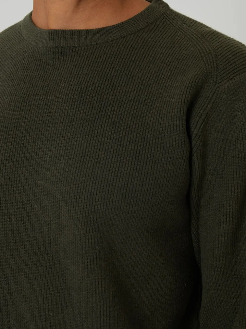 Threadbare Green Rib Knit Crew Neck Jumper