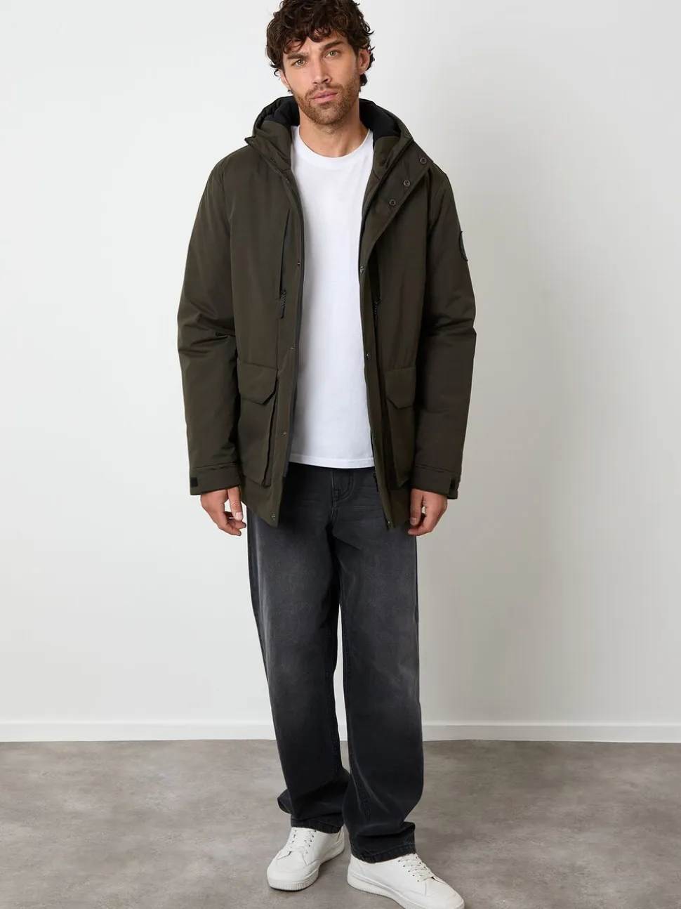Threadbare Green Showerproof Padded Hooded Coat