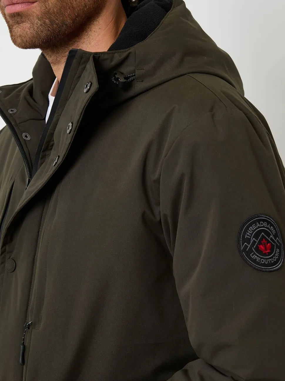 Threadbare Green Showerproof Padded Hooded Coat