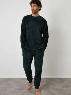 Threadbare Green Two Tone Borg Loungewear Set