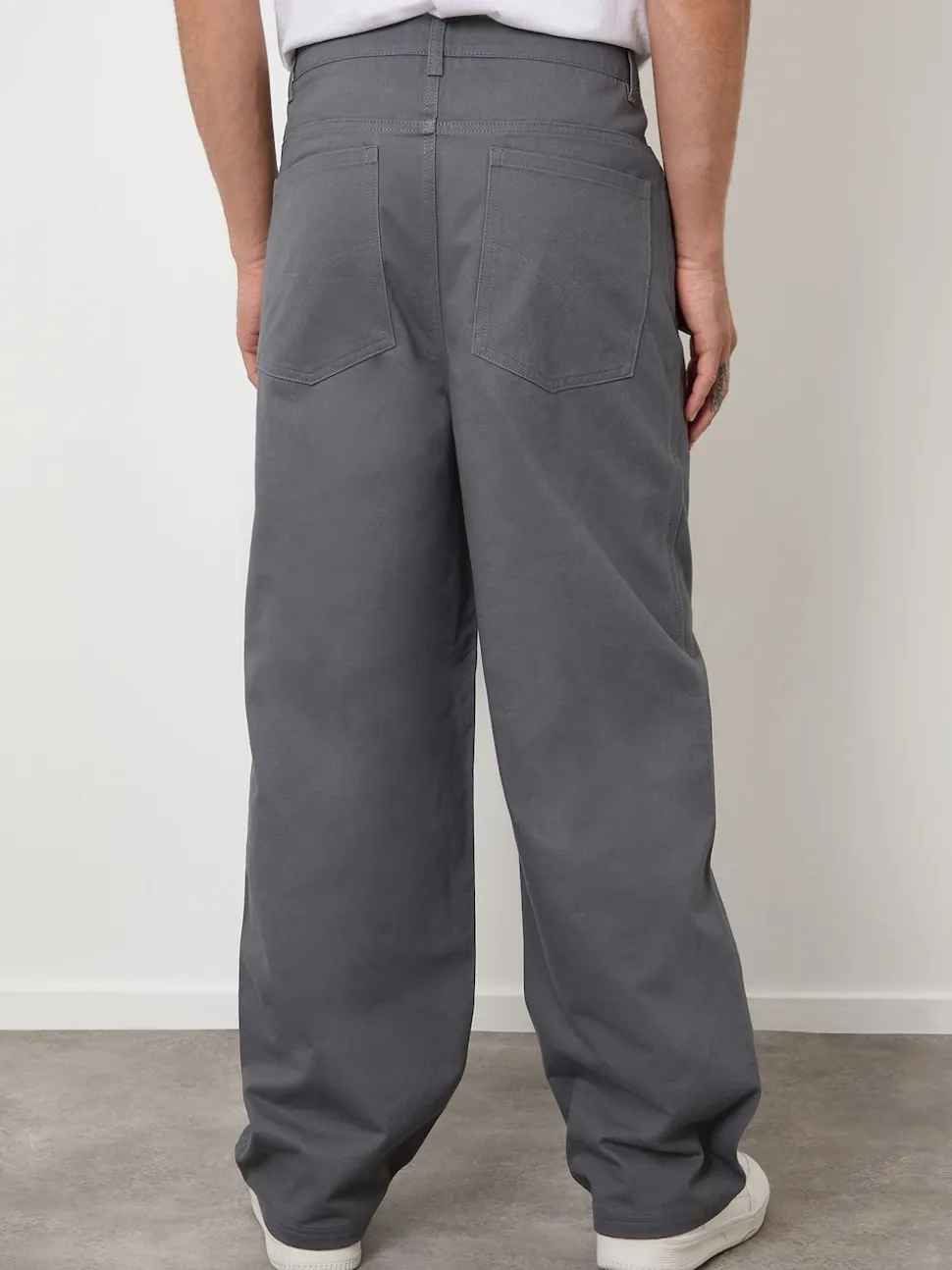 Threadbare Grey Baggy Fit 5 Pocket Chino Trousers