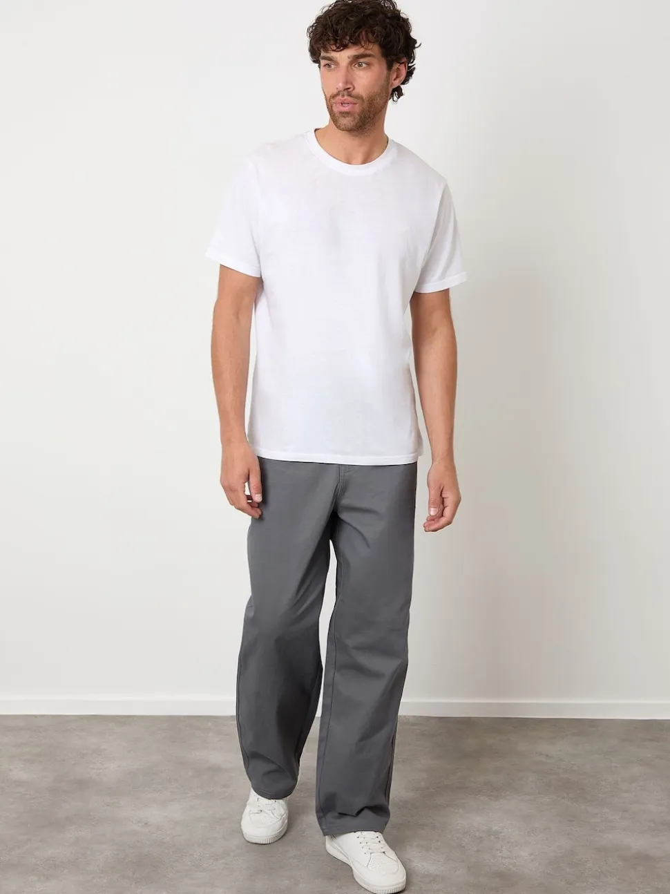 Threadbare Grey Baggy Fit 5 Pocket Chino Trousers