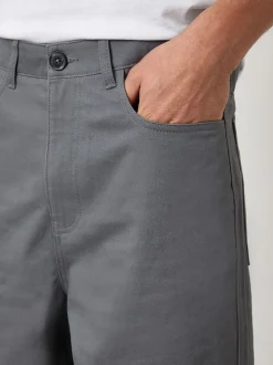 Threadbare Grey Baggy Fit 5 Pocket Chino Trousers