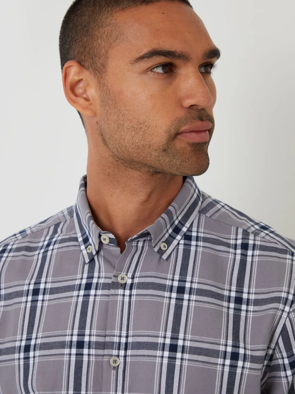 Threadbare Grey Brushed Flannel Check Long Sleeve Shirt