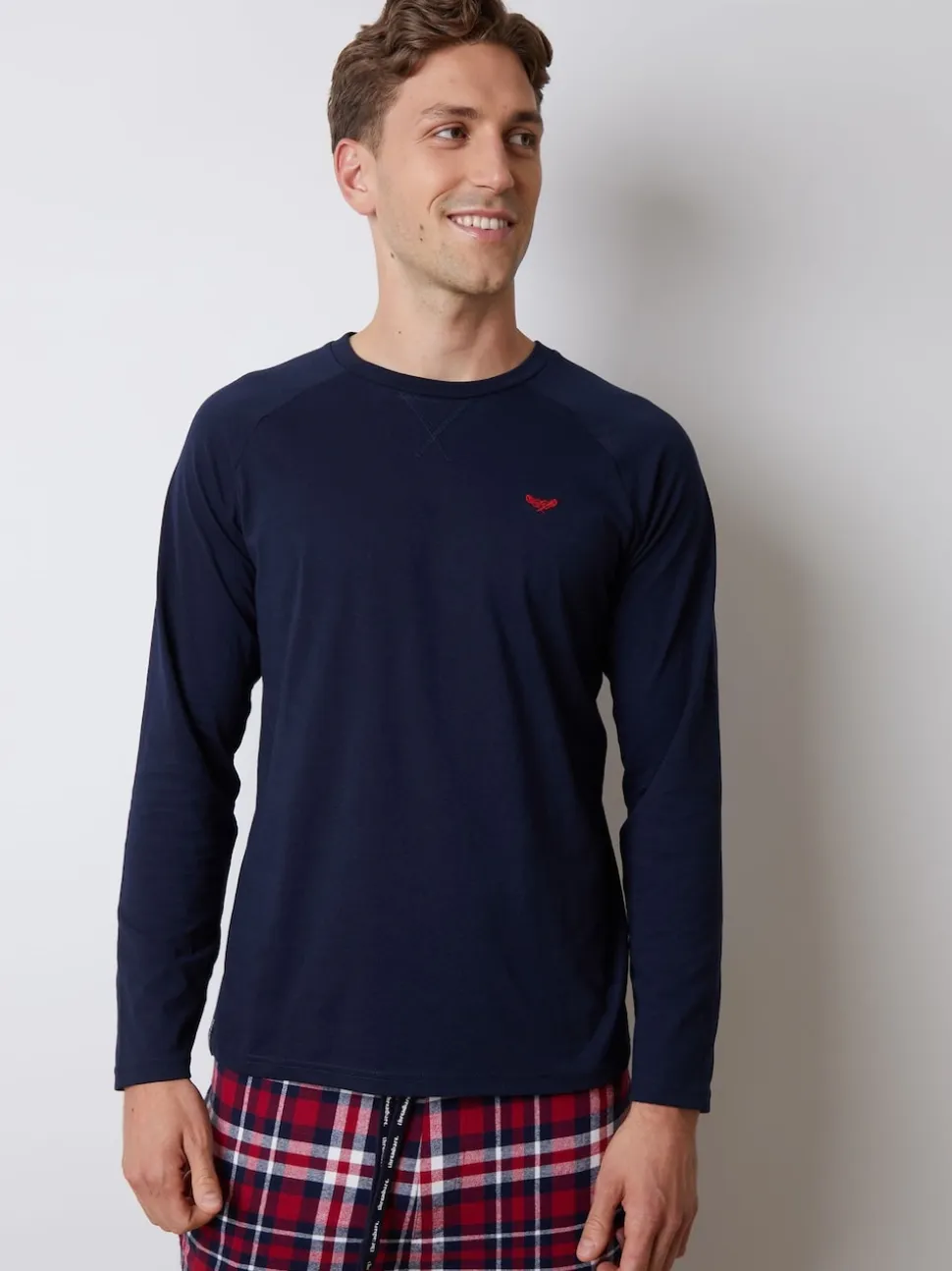 Threadbare Grey Check Long Pyjamas Set 2 Pack