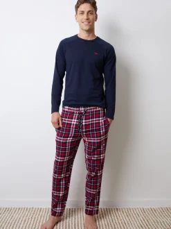 Threadbare Grey Check Long Pyjamas Set 2 Pack