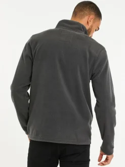 Threadbare Grey Chrome Quarter Zip Fleece Sweatshirt