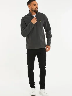 Threadbare Grey Chrome Quarter Zip Fleece Sweatshirt