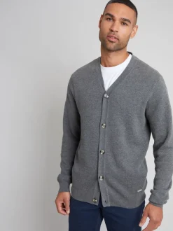 Threadbare Grey Cotton Blend Knitted Cardigan