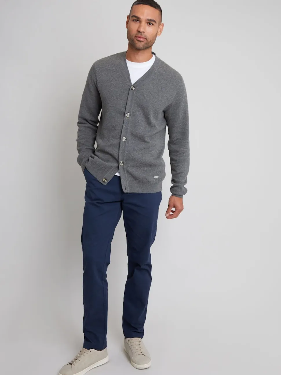 Threadbare Grey Cotton Blend Knitted Cardigan