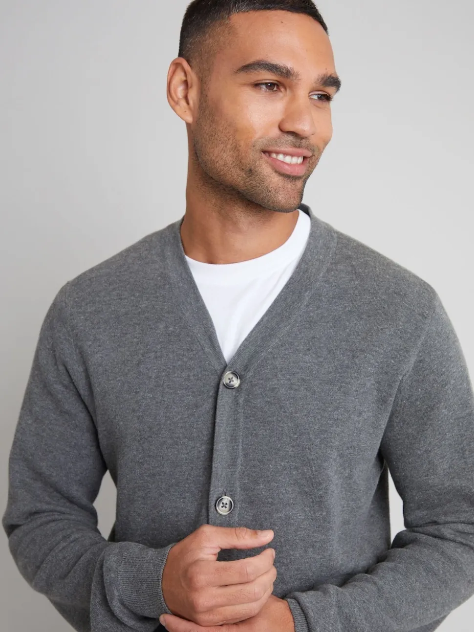Threadbare Grey Cotton Blend Knitted Cardigan