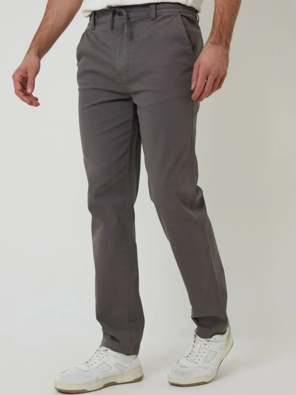 Threadbare Grey Elasticated Waist Regular Fit Chino Trousers