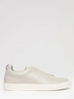 Threadbare Grey Faux Leather Elastic Lace Slip On Trainers
