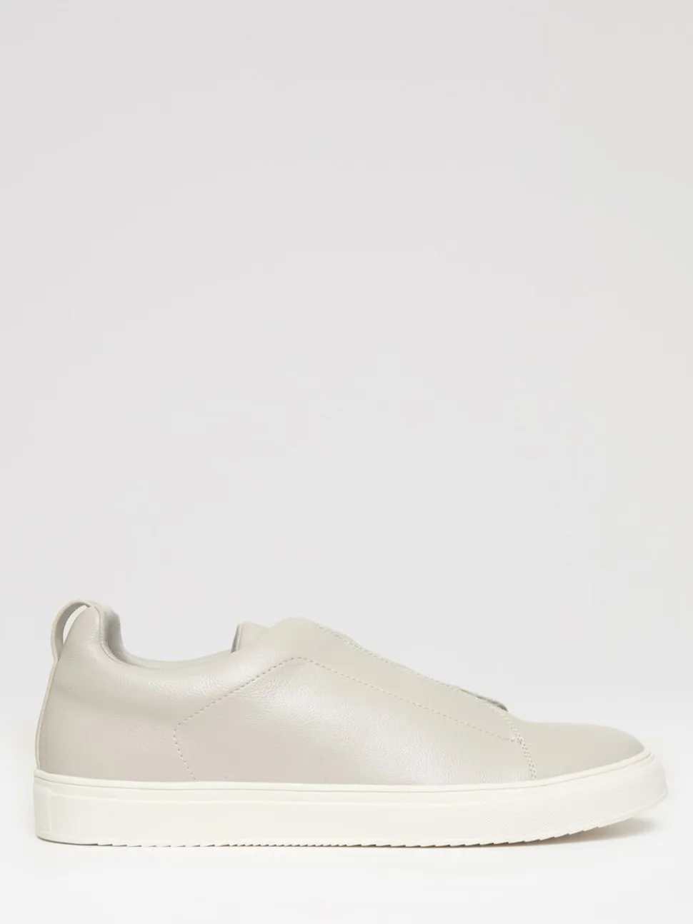 Threadbare Grey Faux Leather Elastic Lace Slip On Trainers