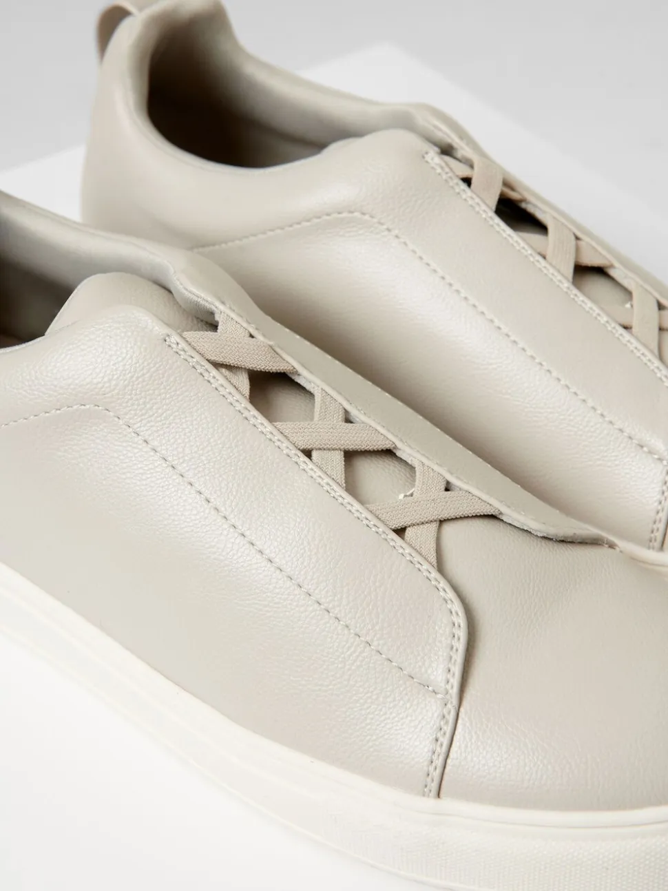Threadbare Grey Faux Leather Elastic Lace Slip On Trainers