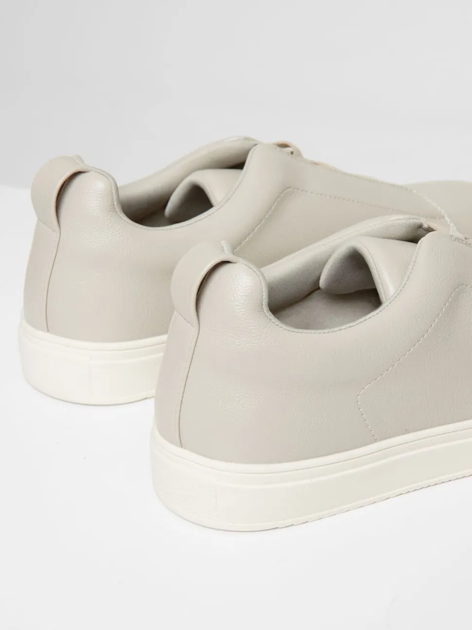 Threadbare Grey Faux Leather Elastic Lace Slip On Trainers