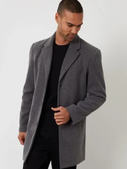 Threadbare Grey Faux Wool Overcoat