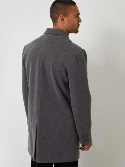 Threadbare Grey Faux Wool Overcoat