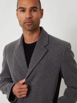 Threadbare Grey Faux Wool Overcoat