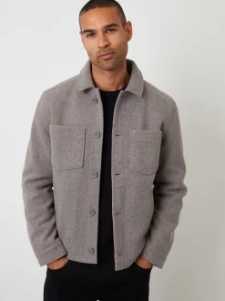 Threadbare Grey Faux Wool Button Up Quilted Shacket