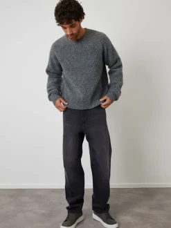 Threadbare Grey Fluffy Knit Crew Neck Jumper
