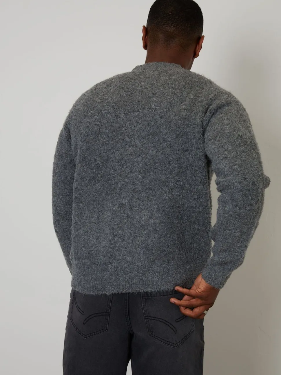Threadbare Grey Fluffy Knitted Button Up Cardigan