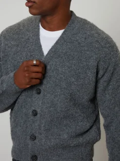 Threadbare Grey Fluffy Knitted Button Up Cardigan
