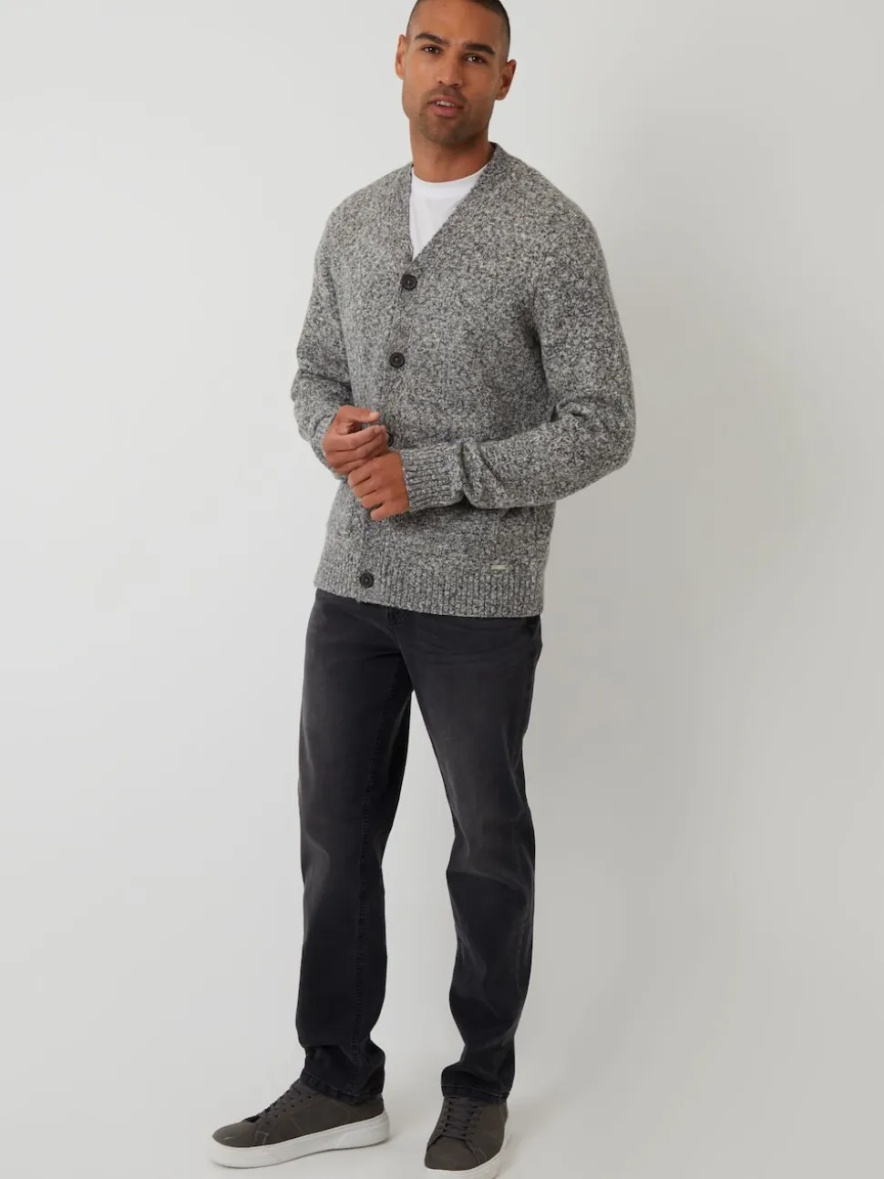 Threadbare Grey Knitted Button Up Cardigan